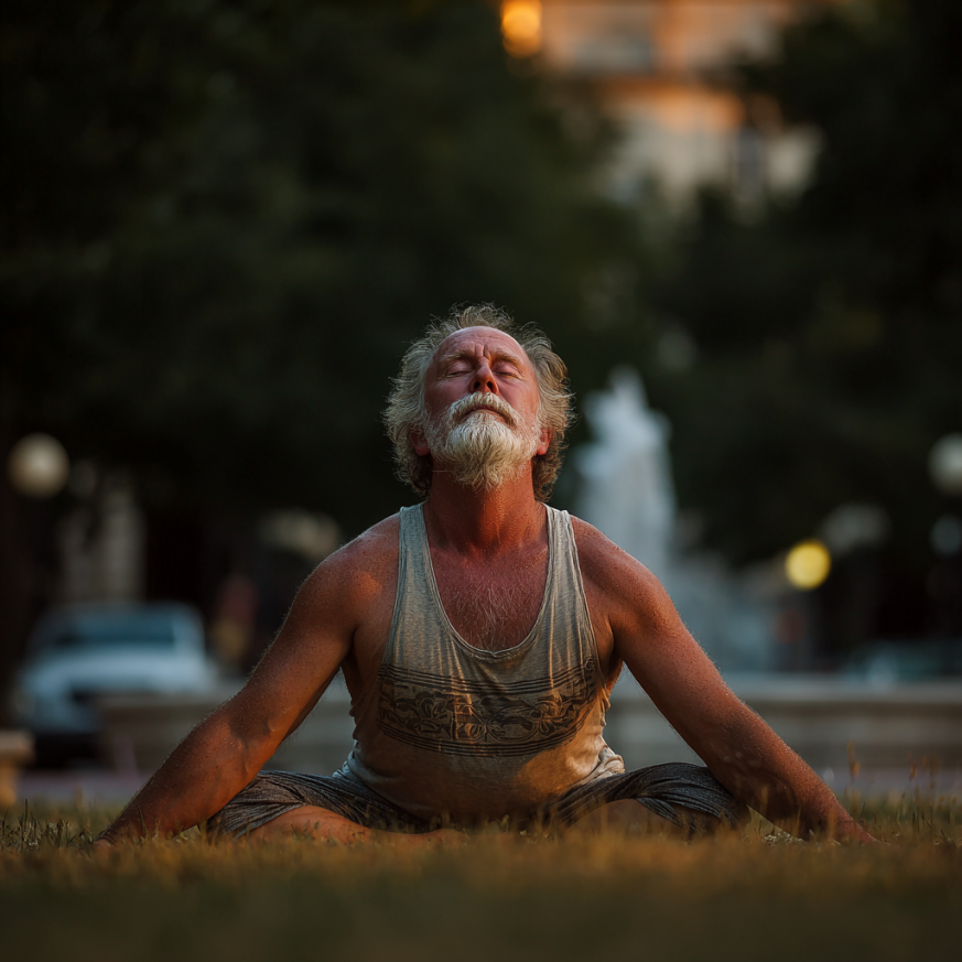 Grup de vârstnici la sesiunea de yoga